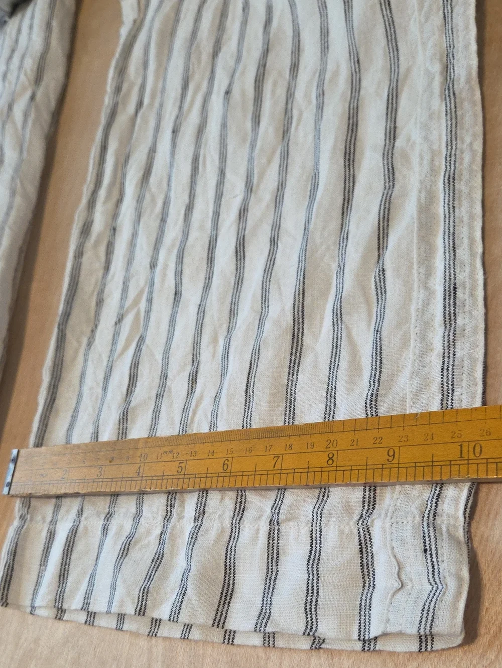 Quince 100% Linen Wide Leg Striped Pants M Elastic Waist Coastal Chic